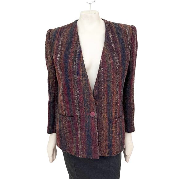 VTG SASSON Boucle Knit Structured Blazer  Mohair Wool  SZ 12 - Picture 11 of 11